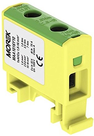 Verteilerblock f. Al/Cu geeignet 1,5-16mm2 gelb-grün 1pol. 1000V AC/DC Klemme isoliert OTL 16 MAA1016Y10 Morek 3750