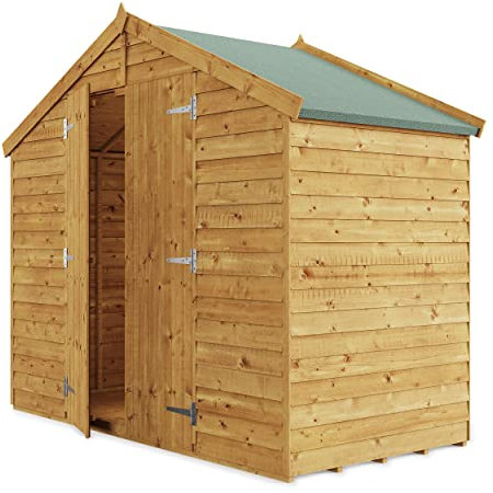 BillyOh Keeper Overlap Garden Shed with Floor | Wooden Garden Storage Shed with Apex Roof & Felt Included | Windowed or Windowless- Multiple Sizes (4x8 Windowless)
