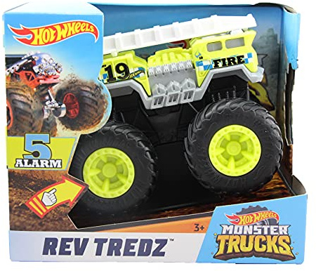 Hot Wheels Monster Trucks Rev Tredz Vehicle 5 Alarm Fire Truck - RARE