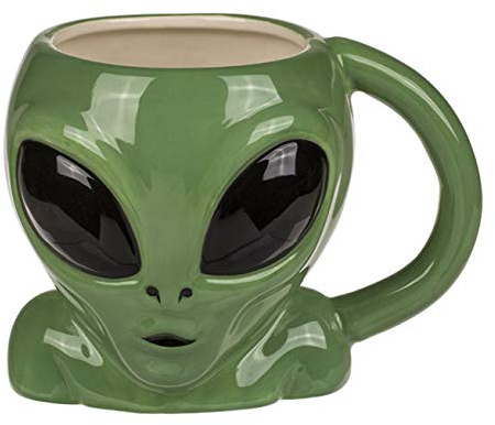 Haus und Deko Alien Tasse Keramik-Becher ca. 400 ml Kaffeetasse Henkeltasse Außerirdischer Marsianer grün