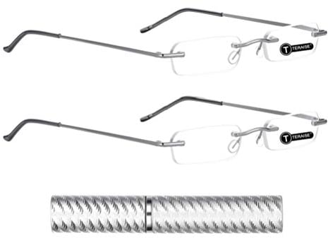 TERAISE 2er Pack Lesebrille Unisex Upgrade Federscharniere Lesegeräte für Silbermuster enthalten(3.5X)