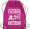 Turnbeutel Rucksack - Stadt und City Outfit - Ich brauche keine Therapie Ich muss einfach nur nach Amsterdam - weiß - Unisize - Fuchsia - gym backpack stoffbeutel beutel sporttasche taschen tasche