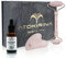 ATOKIRINA Skincare Set Rullo di Quarzo e Gua Sha Pietre Naturali 100% con Siero Anti Età Acido Ialuronico 3P Puro per Massaggio Viso Mento Collo Box Regalo Uomo Donna Made in Italy (Quarzo Rosa)