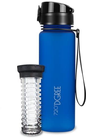 720°DGREE Trinkflasche Kinder 500ml “uberBottle“ softTouch +Früchtebehälter - Auslaufsicher, BPA-Frei - Schlanke Tritan Wasserflasche für Schule, Sport, Fitness - Leicht, Stoßfest, Wiederverwendbar