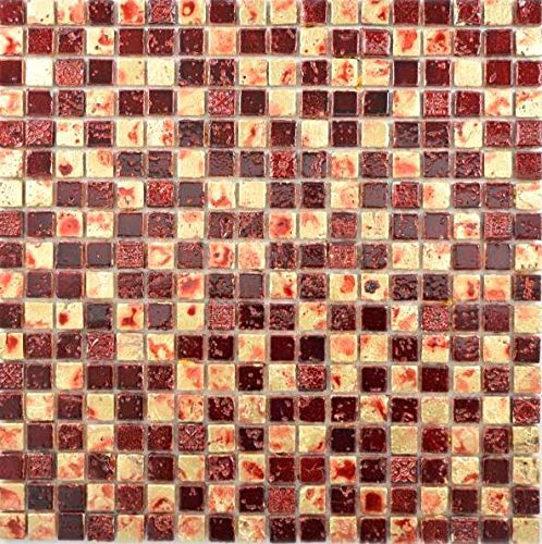 Mosaik Stein Resin gold rot Wand Fliesenspiegel Küche Bad MOS88-0709_f