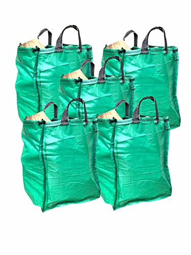 A&A SUPPLIES UK - 5 x Garden Waste Bags - 120 Litre - Sacks - With Handles - Heavy Duty Strong Bag Sack Garden Reusable for Grass Leaves Storage (5, 120L (60x45x45))