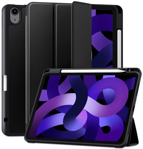 Maledan Hülle für iPad Air 6 11 Zoll 2024 M2/ iPad Air 5 4 (2022/2020 10,9 Zoll) mit Stifthalter, Weich TPU Schutzhülle Auto Schlafen/Wachen, Unterstützt Apple Pencil Pro/2. Gen/USB-C, Schwarz