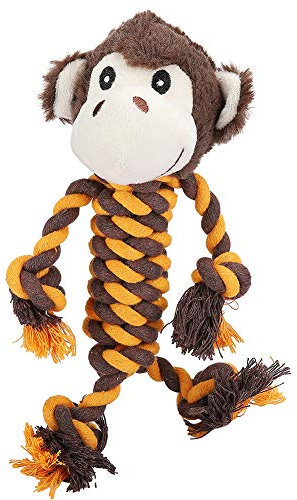 Asixxsix Pet Plush Toy, Plush Cotton Rope Cartoon Anti-Bite Molar Toy Animal Toy Bite Resistant Dog Toy, for Pet(monkey)