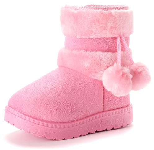 Vorgelen Bambine e Neonato Carino Stivali da Neve Morbide Fodera Calda Stivaletti Ragazze Inverno Scarponi da Sci all'aperto (152 Rosa 20 EU = Etichetta 21)