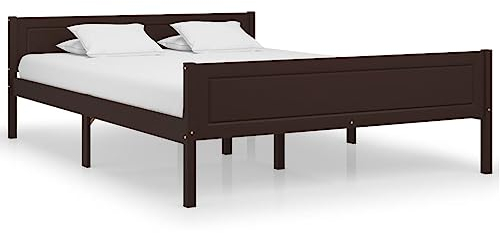 vidaXL Kiefernholz Massivholzbett Bettgestell Holzbett Futonbett Bett Doppelbett Bettrahmen mit Lattenrost Schlafzimmerbett Dunkelbraun 120x200cm