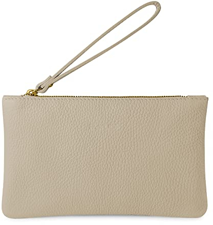Parubi, Pochette Donna a Mano, In Vera Pelle Morbida, Made in Italy, Modello Aura, Borsetta Piccola Clutch con Laccetto da Polso Per Donna Ragazza Elegante, Sabbia