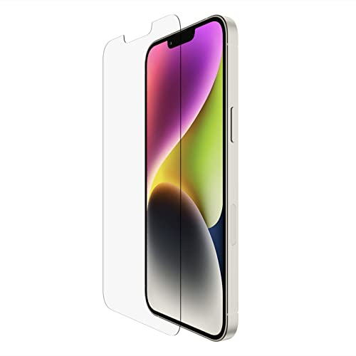 Belkin Protector de Pantalla UltraGlass para iPhone 14 Plus, 13 Pro Max Cristal Templado, Tratado con un Agente Antimicrobiano, Aplicación sin Burbujas con Bandeja, Grado 9H Resistencia