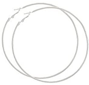 Mytoptrendz® - Plain Simple Large Hoop Earrings- 10cm Over size Thin Hoops (Silver tone -100mm)