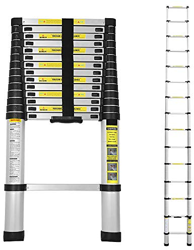 Daromigo 4.4M Alu Teleskopleiter, Multifunktionsleiter Schiebeleiter Hohe Sicherheit, 150 kg Belastbarkeit, Mehrzweckleiter für Garten Innen Außenbereich