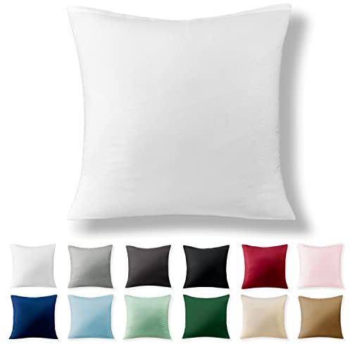 Alreya Renforcé Kissenbezug 40 x 40 cm - 100% Baumwolle mit YKK Reißverschluss, Superweicher Kopfkissenbezug 40x40, Kissenhülle, Weiß, nur Kissenbezug