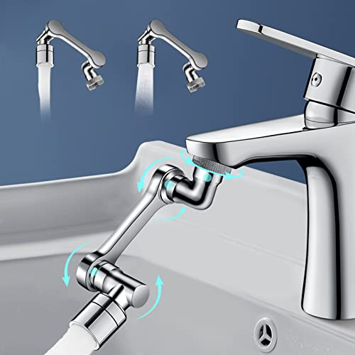 1080 Degrés Aérateur de Robinet, Mousseur robinet cuisine, Filtre économiseur d'eau, Pivotant Mousseur, 2 Modes adaptateur Pour robinets avec diamètre de filetage mâle de 20/22/24mm (Argent)