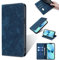 ESONG Cover per Motorola Edge 30 Neo,PU Pelle Premium Portafoglio Flip Libro Case Magnetica Antiurto Custodia con [Slot per Schede] [Kickstand][RFID Blocking]-Blu
