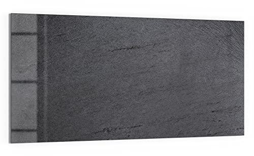 DEQORI Glas-Magnettafel | 100x50 cm groß | Motiv Schiefertafel Stein-Optik | Memo-Board aus Glas | Magnetboard inkl. Magnete, Stift & Tuch für Küche & Büro | Tafel magnetisch & beschreibbar