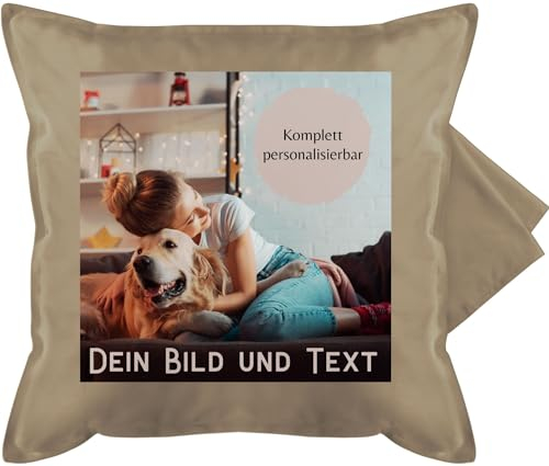 Kissenbezug - eigenem - Foto Bild Geschenk I Dein Bild und Text - 50 x 50 cm - Beige Natur - fotopolster Kissen zum selber designen selbst drucken Photo kuschelkissen photokissen fotokissen