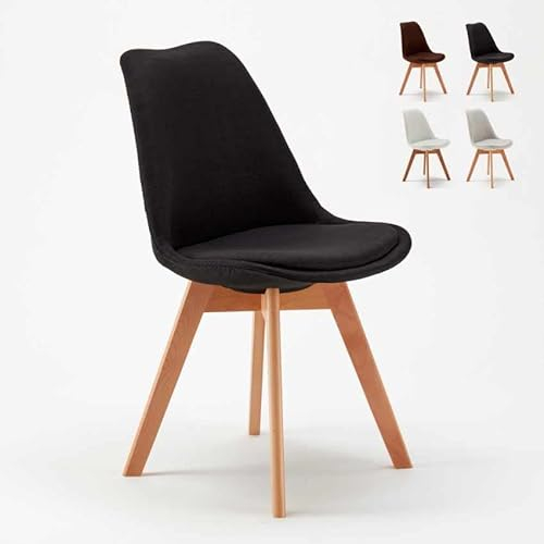 Produce Shop Stühle mit Kissen Stoff skandinavischen Design Tulip Nordica Plus für Küche und Bar - Schwarz