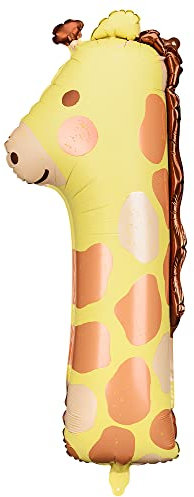Folienballon Zahl 1 Giraffe 31x82cm Gelb