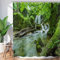 Hnmdmyi Rideau de Douche Forêt 180x180, Jungle Tropicale Forêt Pluviale Arbre Vert Plante Nature Paysage Cascade Scénario Baignoire Rideau Etanche Tissu Polyester Lavable Rideau de Bain avec Crochets
