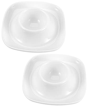 Veemoon Ceramics Egg Cup and Egg Holder Set 2pcs for Breakfast Creative Square Porcelain for Home and Hotel Use