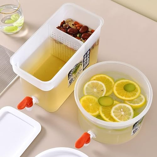 AKAZI Hervidor frío Refrigerador con Grifo Botella de Limonada Bebedero Hervidor Hervidor de Agua Dispensador de Bebidas Hogar Hervidor frío Cubo (Redondo)