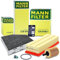 MANN-FILTER Inspektionspaket Filterset 1x Ölfilter, 1x Luftfilter, 1x Innenraumfilter (Aktivkohlefilter), 1x Ölablassschraube mit Dichtring, 1x Ölwechselanhänger,
