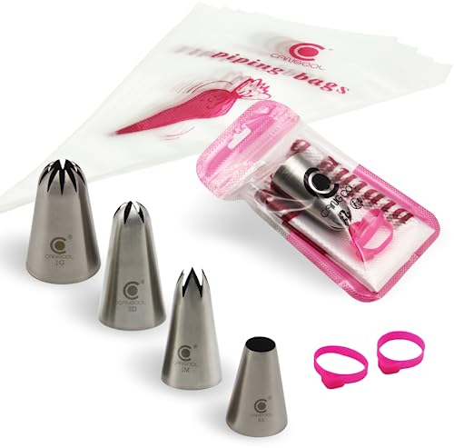 Cangool Set di beccucci grandi, modello #2D #1M #1G #8A – qualità professionale per splendide decorazioni per torte – beccucci grande con diverse forme