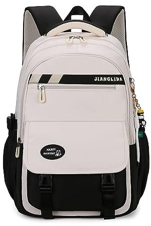 FANDARE Schulranzen Mädchen Junge Schulrucksack Daypacks Büchertaschen für Grund-, Mittel- und Oberschüler Rucksack Hochschule Damen Schultertaschen für Uni Reisen mit Plüsch-Accessoires Schwarz