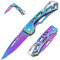 Aoelgoo 2 Pezzi Coltello Tascabile Coltello Pieghevole, Portachiavi Mini Coltello, Coltello EDC per il Campeggio All'aperto (Arcobaleno)