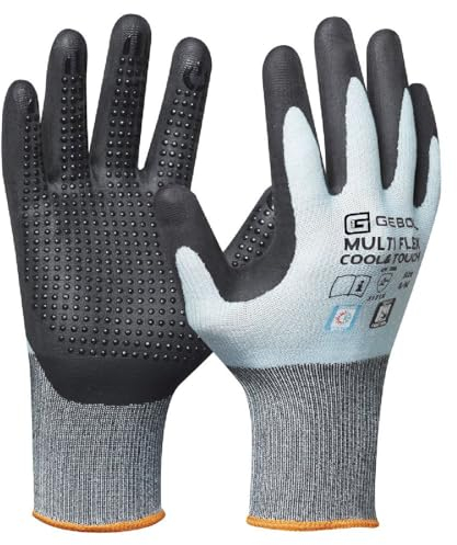 Gebol Multi Flex Cool&Touch, 1 Paar kühlende Arbeitshandschuhe gegen Schweiß für Herren, Touchscreen geeignet, mit Noppen, Größe XL (Gr. 10), Farbe: Eisblau
