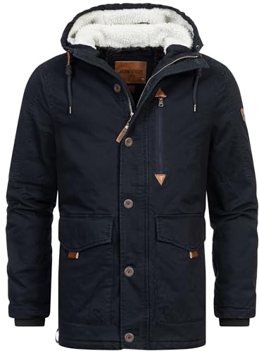 Indicode Herren INCrossing Winterjacke mit Kapuze gefüttert | Herrenjacke Wintermantel Parka Männer Black, XXL