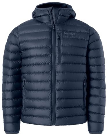 Marmot Herren Highlander Hoody, Leichte Daunenjacke, warme Winterjacke, wasserabweisende Steppjacke, winddichte Funktionsjacke, klein packbare Outdoorjacke mit Kapuze, Arctic Navy, M