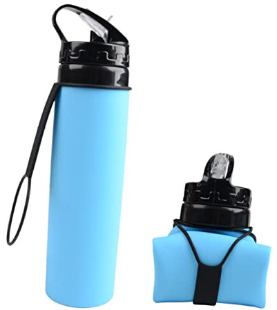 YARNOW Borraccia Sportiva Pieghevole Da 600 Ml in Silicone Leggera E Robusta Per Escursioni E Viaggi