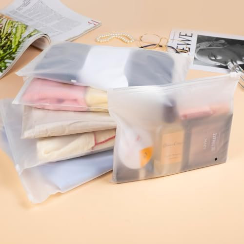 30 Pcs Reusable Hospital Storage Bag, Travel Clothing Zipper Frosted Plastic Bag, Space-Saving Maternity Storage Bag, Used for Storing Clothes, Shoes, Cosmetics, etc. (5 sizes)