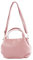 modamoda de T218 - Borsa a tracolla da donna in pelle, made in Italy, rosa antico/metallo oro, s