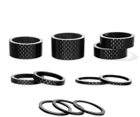 ZTZ Bike Headset Spacer 11 Pcs - 1-1/8 Gabel Vorbau 2 3 5 10 15 20 mm Carbon Fiber Washer Mountain Bike Ultralight Headset, Kompatibel zu MTB Straße BMX Faltrad (Glänzend)