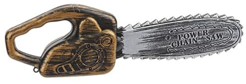 PMS Brown/Gray Plastic Chainsaw With Blood Effect (1 Count) - Durable & Realistic Design - Perfect For Halloween, Costume Parties & Horror-Themed Events