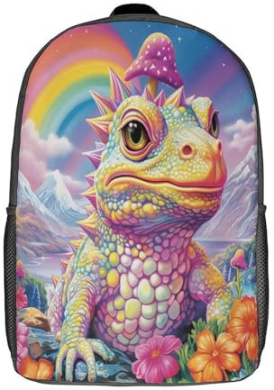 XJmoney One-horned Toad 17-Zoll-Rucksäcke für Kinder, 3D-gedruckte Rucksäcke für Grund- und Mittelschüler für Jungen und Mädchen
