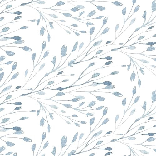 Yomshi Peel and Stick Wallpaper Boho Blue and White Wallpaper 41cm×3m Self Adhesive Wallpaper Leaf Waterproof Vinyl Film Textured Removable for Cabinet Bedroom Furniture