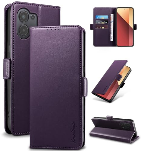 Yunubeyii Cover Libro per Redmi Note 13 Pro 4G/Poco M6 Pro,Viola | Blocco RFID,Luxury PU Pelle,Portafoglio,Card Holder,Magnetic Phone Custodia,Kickstand,Protettiva,Antiurto