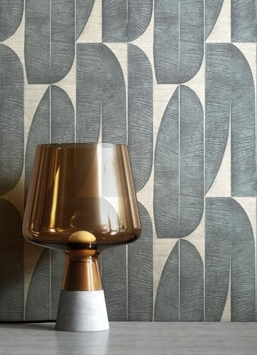 NEWROOM carta da parati Antracite Foglie di banano Tessuto non Tessuto - Moderno Beige Foglie Grafica Tropicale