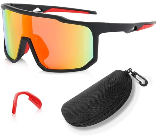 LOVICVKEM Polarisiert Fahrradbrille,Sport Sonnenbrille,Fahrradbrille Winddicht,Radfahrer Brille für Herren Damen,Polarisierte UV400 Schutzbrille für Outdooraktivitäten,Radfahren,Laufen (A)