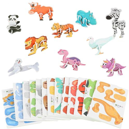 Nayyana 25-teiliges pädagogisches 3D-Cartoon-Puzzle für Kinder, 3D-Tier-Lern- und Lernpapier-Puzzlespiel für Heimwerker-Bastelgeschenke, 3D-Puzzles pädagogisches Montessori-Spielzeug