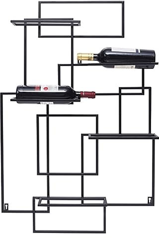 Vertikales Weinregal mit 5 Ebenen, Wand-Weinregale für Weinflaschen, Vintage-Weinregal aus Metall zur Wandmontage, Weinlagerhalter für die Küchenbar (Farbe: Schwarz)