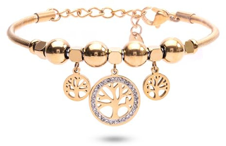 Enrico Coveri Bracciale Donna Gold Albero della Vita,Braccialetto in Acciaio Pendenti