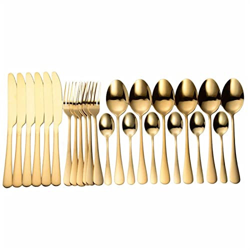 Juegos de cubiertos Juego de cubiertos dorados Tenedores de acero inoxidable Cucharas Cuchillos Vajilla completa Utensilios Juegos de vajilla reutilizables Juego de vajilla Ecológico Decoración de ac