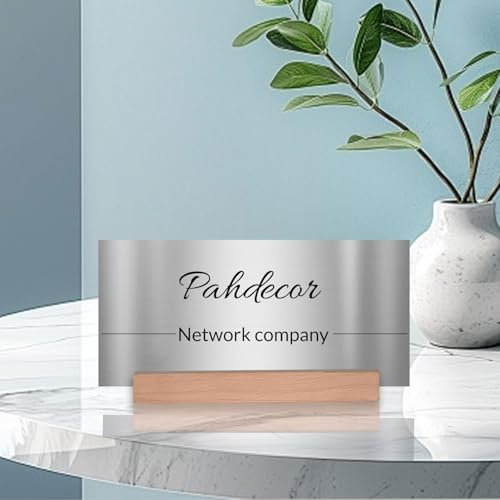 Pahdecor Personalisiertes, silberfarbenes Spiegel-Namensschild für Schreibtisch und Türschilder, beleuchtetes Acryl-Namensschild, graviert, Bürodekoration, Namensschild, neuer Job, Lehrer, Geschenk